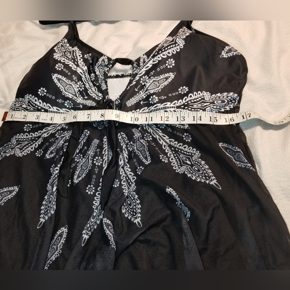 NWOT MESH HANDKERCHIEF HEM SWIM DRESS ADJUSTABLE KEY HOLE BUST XL - Picture 11 of 12